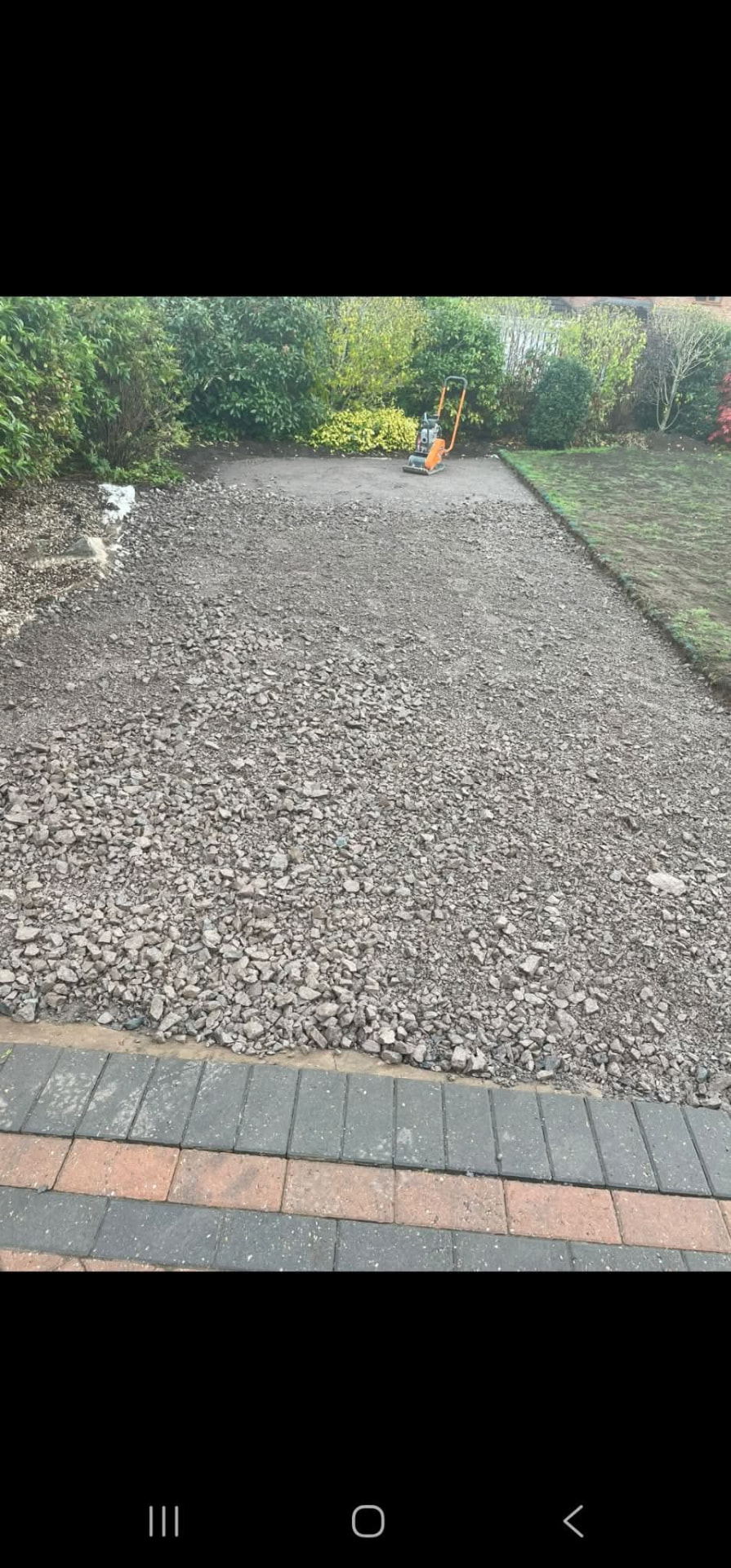 Garden area prepared, edged and levelled ready for stone
